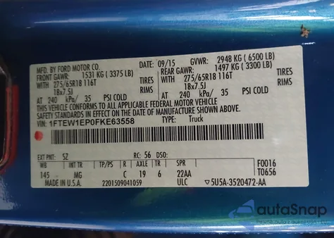 2015 Ford F-150 Xlt from USA, damaged, VIN 1FTEW1EP0FKE63558